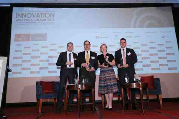 The Economist deputy editor Tom Standage facilitated for the winners' panel with Dr Michael J Sofia, Shannon May and Sam Gellman on the common challenges to innovators in diverse industries