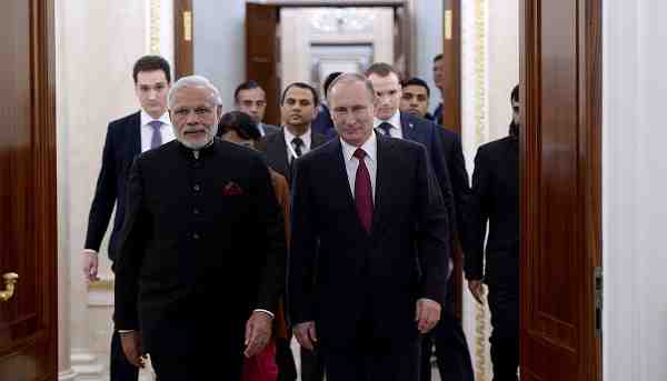 Narendra Modi with Vladimir Putin