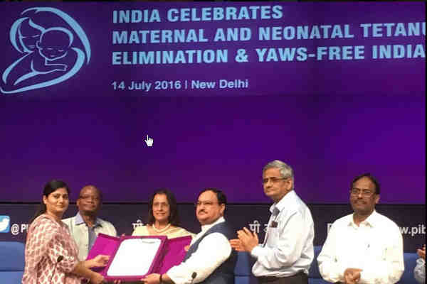 World Health Organization (WHO) certifies India for eliminating yaws and maternal and neonatal tetanus. Photo: WHO South-East Asia