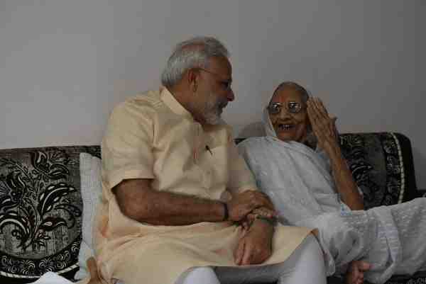Narendra Modi with his mother