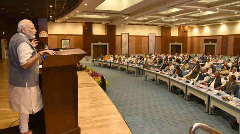 Narendra Modi meeting with Secretaries to the Government of India at Pravasi Bharatiya Kendra, in New Delhi on October 27, 2016