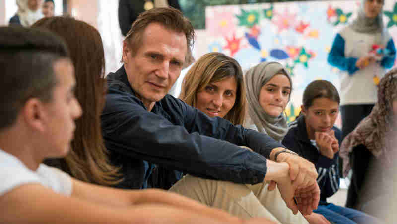 Actor Liam Neeson Meets Syrian Children in Jordan