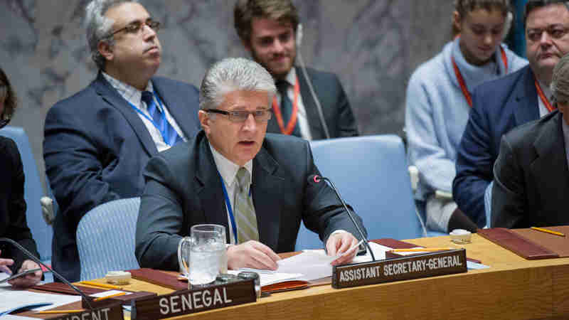 Assistant Secretary-General for Political Affairs Miroslav Jenca addresses the Security Council meeting on Cooperation between the United Nations and Regional Organizations. UN Photo / Rick Bajornas