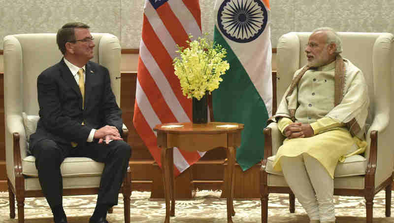 Ashton Carter calling on Narendra Modi in New Delhi on December 08, 2016