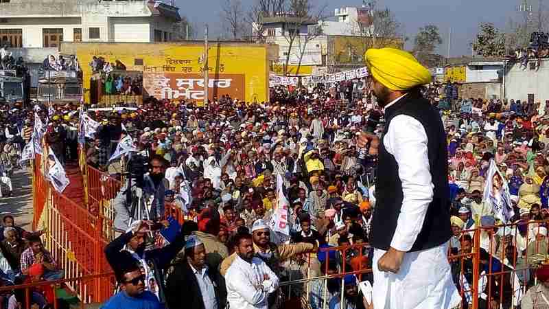 Bhagwant Mann addressing an election rally in Punjab on December 19, 2016