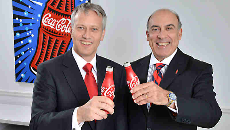 James Quincey wit Muhtar Kent. Photo: Coca-Cola