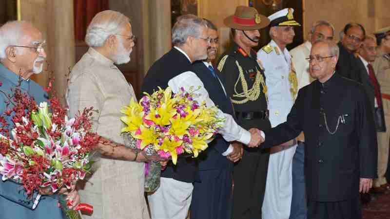 Lieutenant Governor of Delhi Najeeb Jung with Prime Minister and President of India