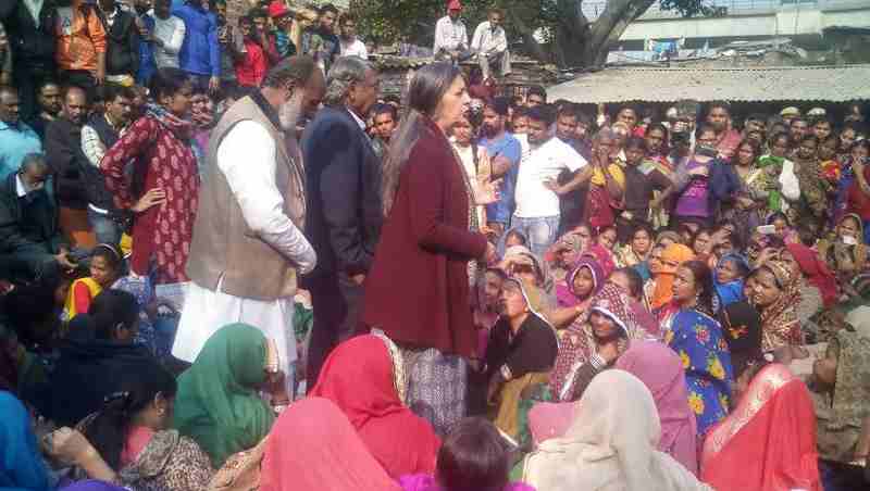 Brinda Karat addressing the public meeting in Delhi