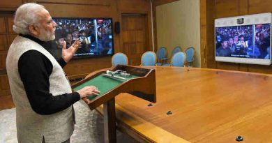 Narendra Modi using video conferencing in New Delhi on January 12, 2017