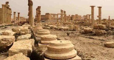 Destruction shown in April 2016 at the World Heritage site of Palmyra in Syria. Photo: ©UNESCO