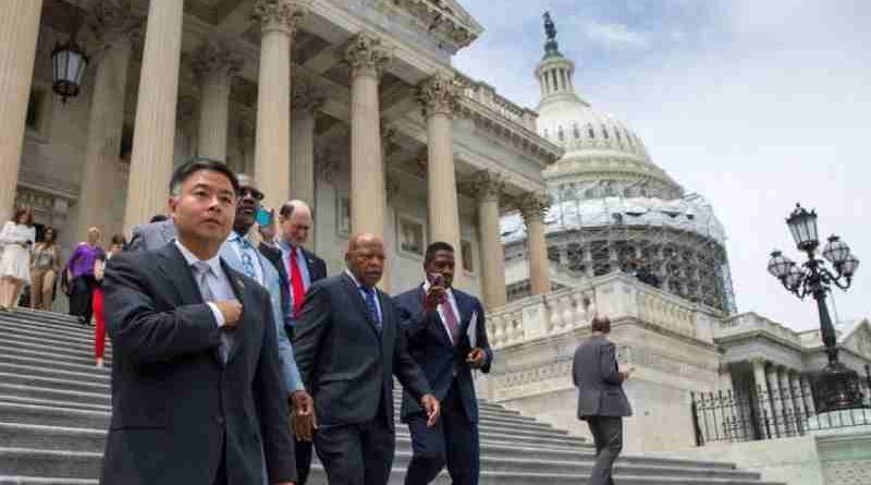 Congressman Lieu joins civil rights leader Congressman John Lewis and House Democrats during the House Democrats Sit-In on Gun Control. (Representational image)