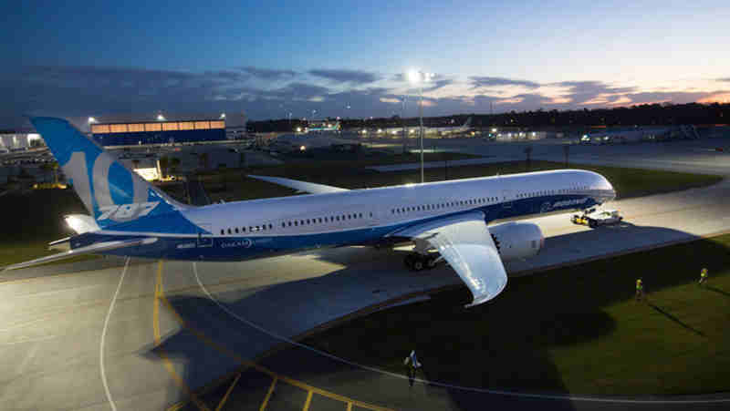 The first 787-10 Dreamliner rolls out for its debut at Boeing South Carolina.