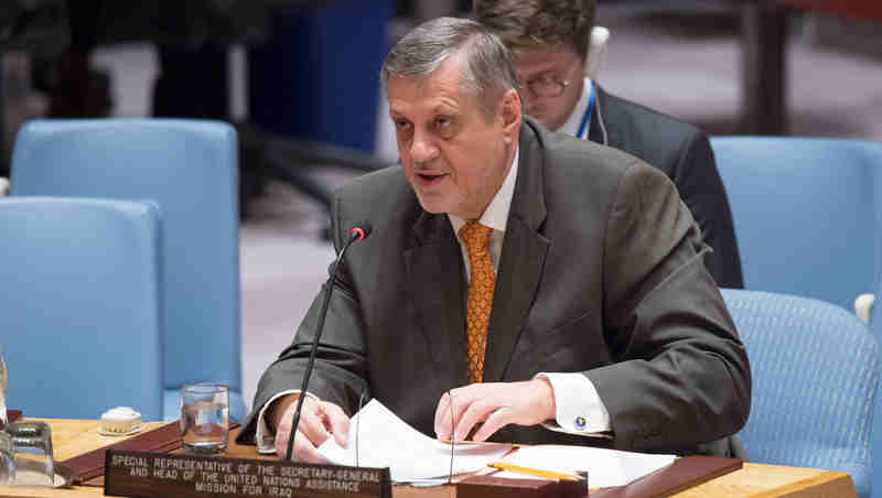 Ján Kubiš, Special Representative for Iraq and Head of the United Nations Assistance Mission for Iraq (UNAMI), addresses the Security Council meeting on the situation concerning Iraq. UN Photo / Eskinder Debebe