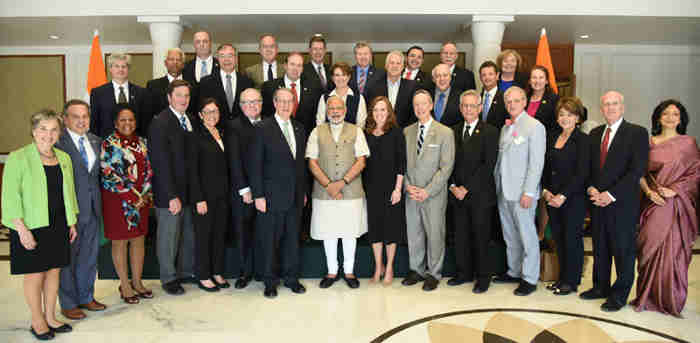 The US Congressional Delegation calls on the Prime Minister, Shri Narendra Modi, in New Delhi on February 21, 2017.