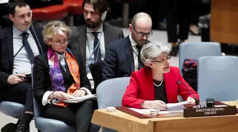UNESCO Director-General Irina Bokova addressed the public briefing of the United Nations Security Council