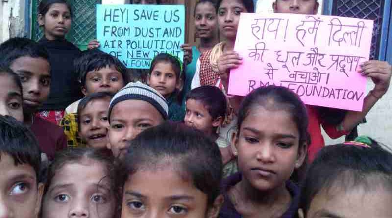 Children affected by dust and air pollution at the RMN Foundation free school for deserving children in Delhi. Photo by Rakesh Raman. Click the photo to meet the RMN Foundation School Children.