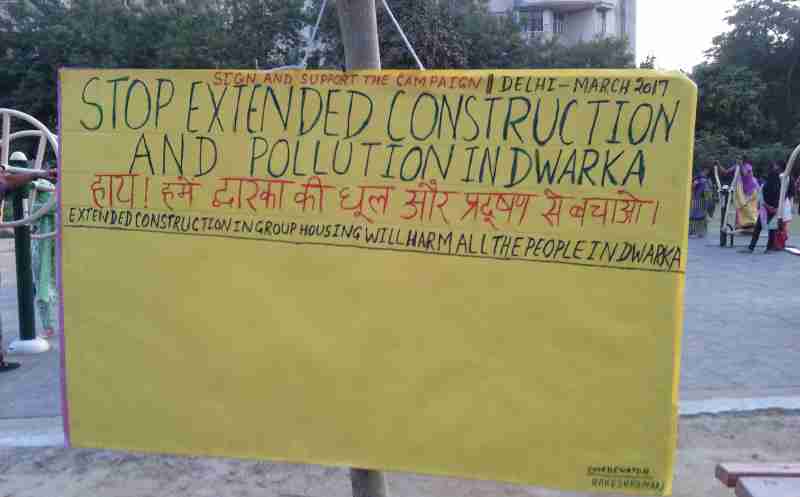 Campaign to stop extended construction and pollution in Dwarka. New photo by Rakesh Raman. Photo added to this article on March 20, 2017.