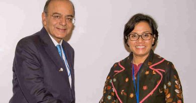 Arun Jaitley in a bilateral meeting with the Finance Minister of Indonesia, Mulyani Indrawati, on the sidelines of the Spring Meetings of World Bank and IMF, in Washington D.C. on April 21, 2017