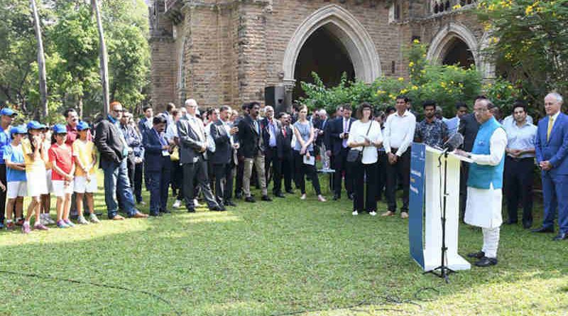 Vijay Goel addressing at the launch of the India-Australia Sports Partnership, in Mumbai on April 12, 2017