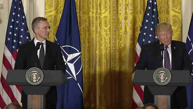 NATO Secretary General Jens Stoltenberg with the U.S. President Donald Trump