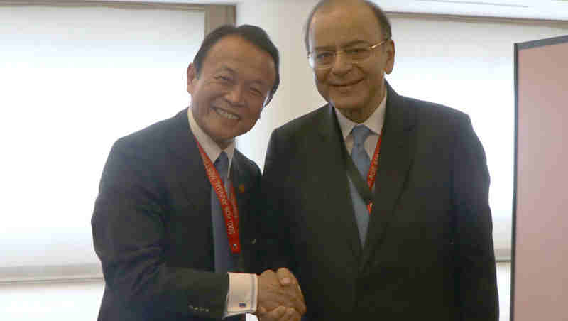 Arun Jaitley meeting the Finance Minister of Japan, Mr. Taro Aso, on the sidelines of the annual Asian Development Bank Board of Governors’ meeting, in Yokohama, Japan on May 07, 2017