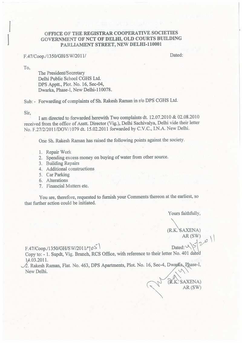 Under directions from CVC and Directorate of Vigilance, the RCS office orders an inquiry in 7 different areas of corruption at DPS CGHS. Inquiry is still pending.