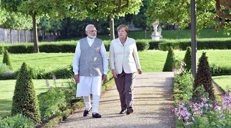 Narendra Modi and the German Chancellor, Dr. Angela Merkel meeting, at Schloss Meseberg, in Berlin, Germany on May 29, 2017