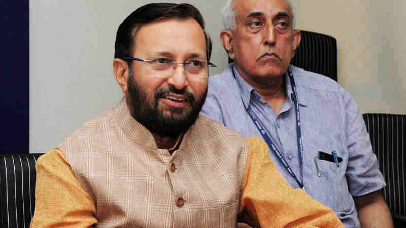 Prakash Javadekar addressing at the launch of the Anti ragging Mobile Application for students, in New Delhi on May 29, 2017