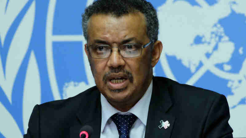 Dr Tedros Adhanom Ghebreyesus, WHO Director-General-Elect, briefs the press in Geneva. Photo: UN/Daniel Johnson