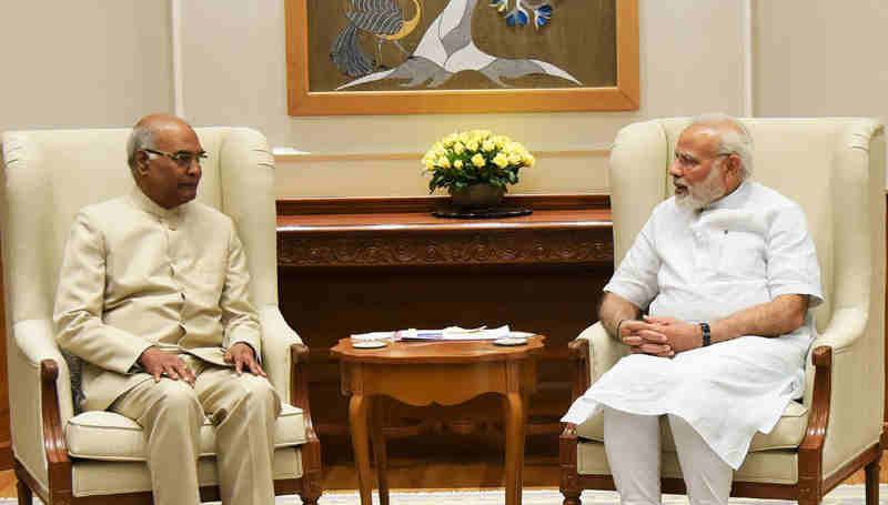 Ram Nath Kovind meeting the Prime Minister, Narendra Modi, in New Delhi on June 19, 2017