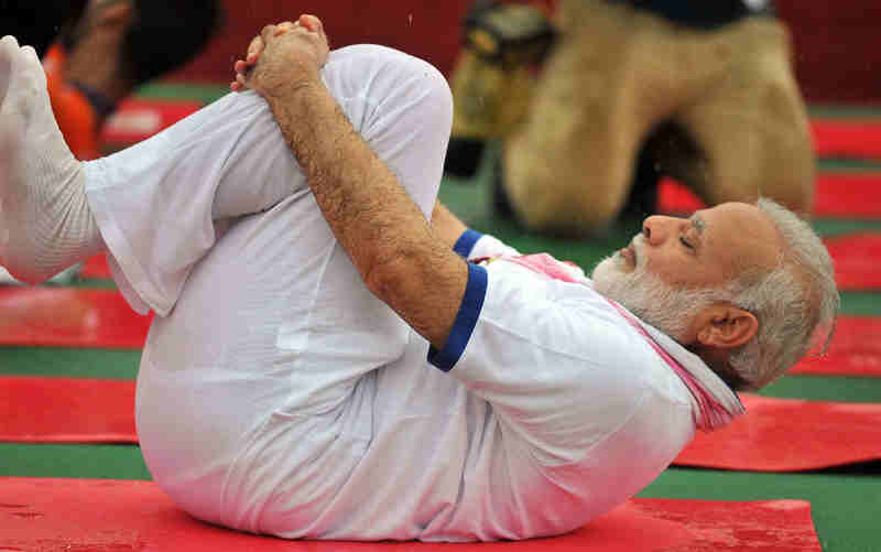 Narendra Modi participates in the mass yoga demonstration at the Ramabai Ambedkar Maidan, on the occasion of the 3rd International Day of Yoga - 2017, in Lucknow on June 21, 2017. (file photo)