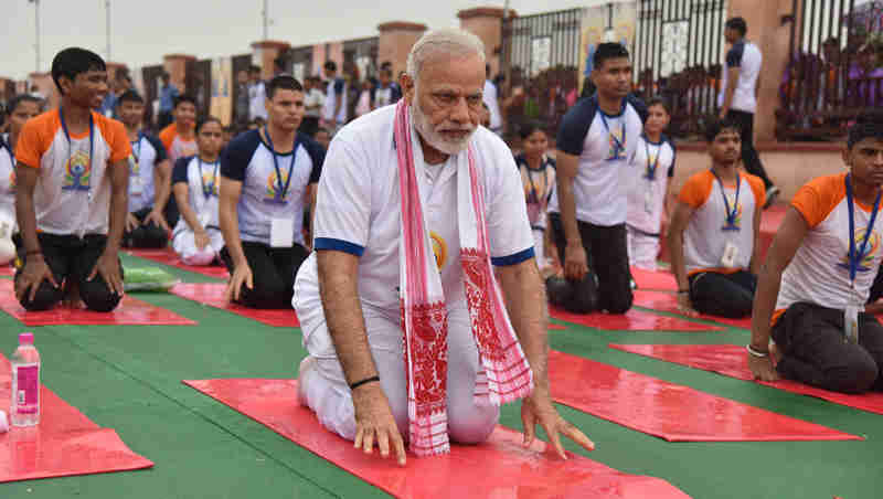 Narendra Modi participates in the mass yoga demonstration at the Ramabai Ambedkar Maidan, on the occasion of the 3rd International Day of Yoga - 2017, in Lucknow on June 21, 2017