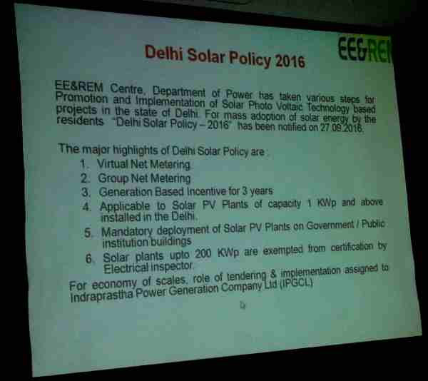 Delhi Solar Policy – 2016