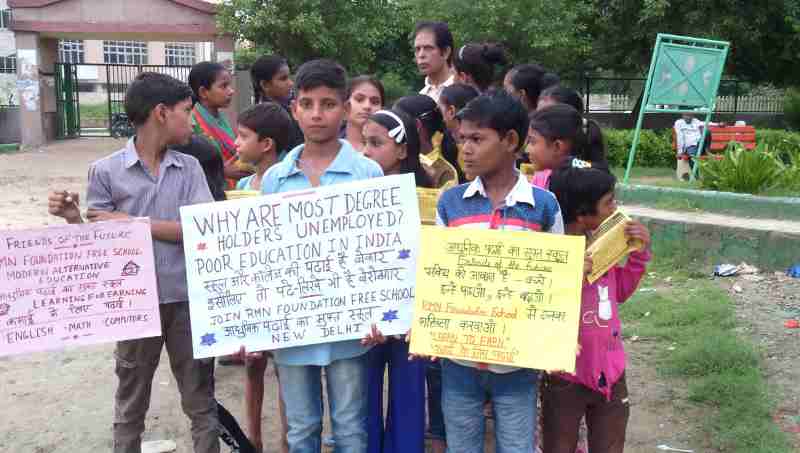 School students participating in a campaign to highlight the poor quality of education in India. Campaign by RMN Foundation (file photo)