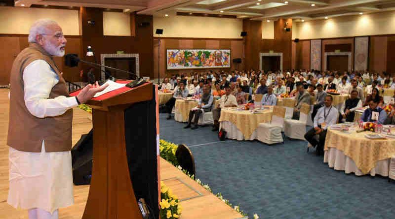 Narendra Modi interacting with the Chief Secretaries of States & Union Territories at the National Conference of the Chief Secretaries, in New Delhi on July 10, 2017
