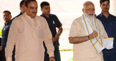 Narendra Modi at the All Party Meeting, in Parliament House, in New Delhi on July 16, 2017. The Union Minister for Chemicals & Fertilizers and Parliamentary Affairs, Ananth Kumar, is also seen.