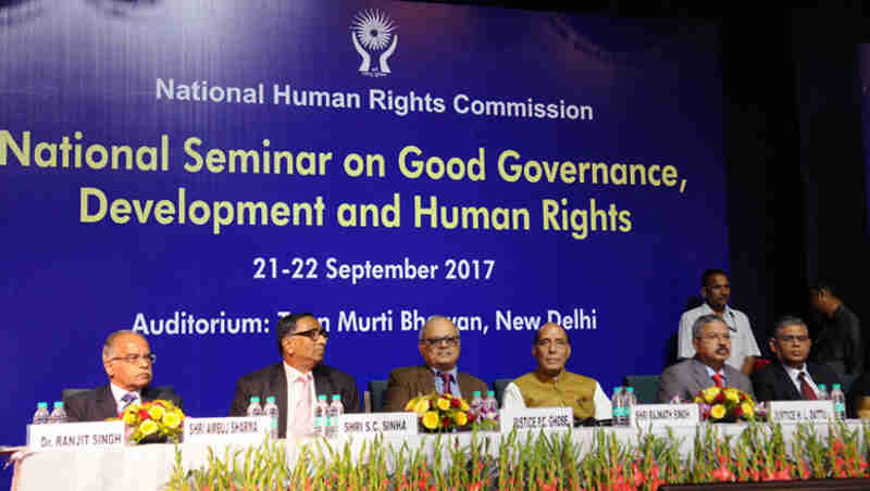 Rajnath Singh at the inauguration of the two-day National Seminar on Good Governance, Development and Human Rights, organised by the National Human Rights Commission (NHRC), in New Delhi on September 21, 2017