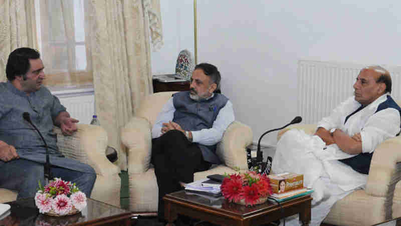 A delegation led by Shri Sajjad Ghani Lone calling on the Union Home Minister, Shri Rajnath Singh, in Srinagar on September 10, 2017. (file photo) Courtesy: PIB