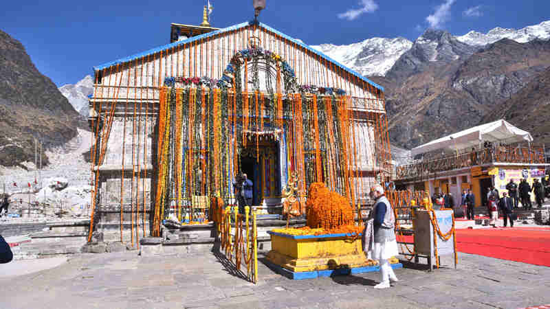 Narendra Modi at Kedarnath Dhaam, in Uttarakhand on October 20, 2017