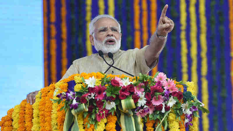 Narendra Modi addressing a public meeting, at Vadnagar, Gujarat on October 08, 2017