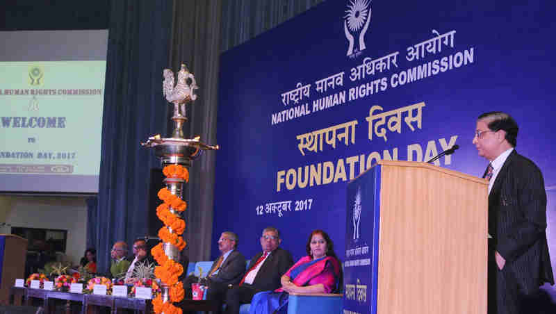 The Chief Justice of India, Justice Shri Dipak Misra addressing during the 24th Foundation Day Function of the National Human Rights Commission (NHRC), in New Delhi on October 12, 2017.