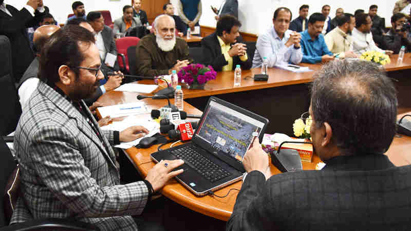 Mukhtar Abbas Naqvi launching the portal for Haj Tour Operators, in New Delhi on December 14, 2017.