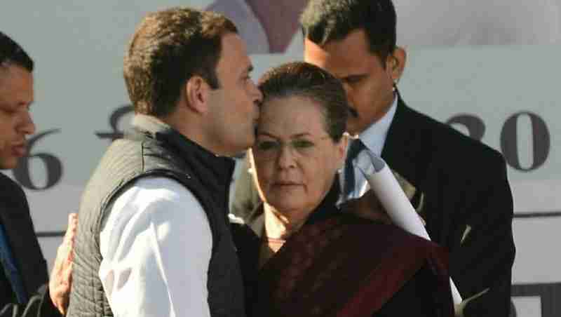 Congress President Rahul Gandhi with his mother Sonia Gandhi. Photo: Congress