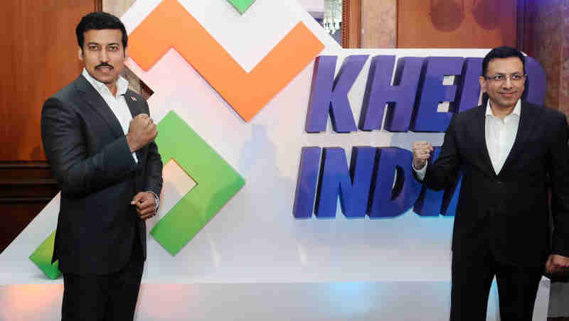 Col. Rajyavardhan Singh Rathore launching the Khelo India Anthem, at a function, in New Delhi on January 15, 2018