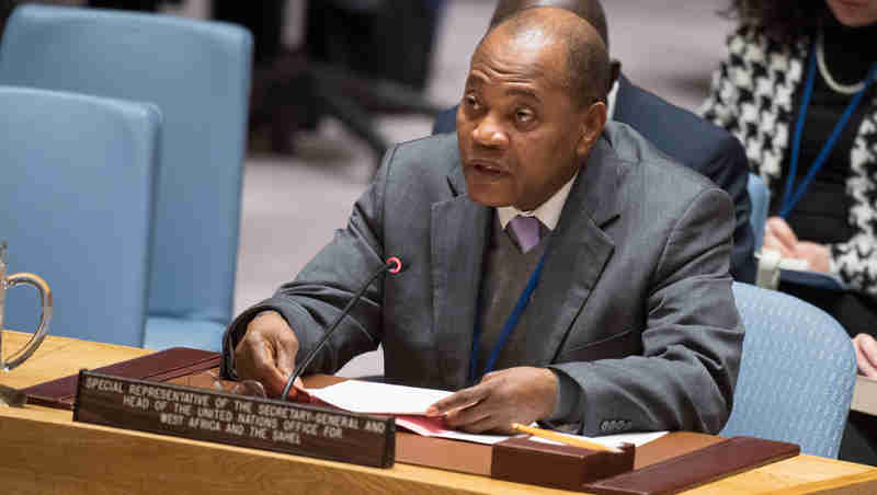 Mohammed Ibn Chambas, Special Representative of the Secretary-General and Head of the UN Office for West Africa and the Sahel, briefs the Security Council. UN Photo/Eskinder Debebe