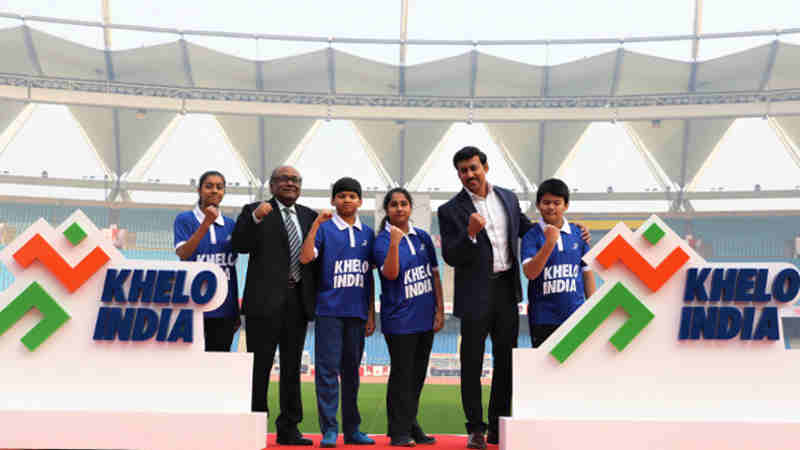 Rajyavardhan Singh Rathore at the launch of the Khelo India logo, at the Jawaharlal Nehru Stadium, in New Delhi on January 05, 2018