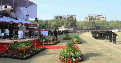 Rajnath Singh taking salute of the march past, during the Closing Ceremony of the 8th All India Police Commando Competition, at Manesar, Gurugram, in Haryana on January 20, 2018