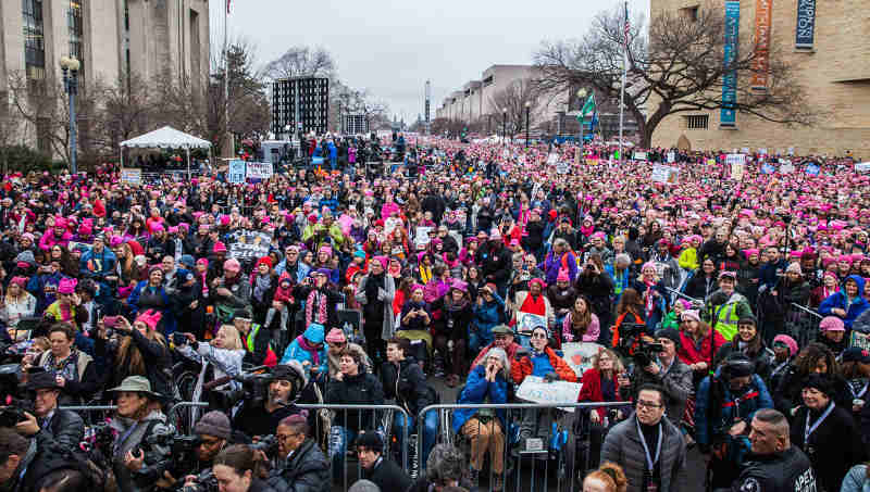 Picture from the stage of the crowd at the Women’s March on Washington on January 21, 2017.