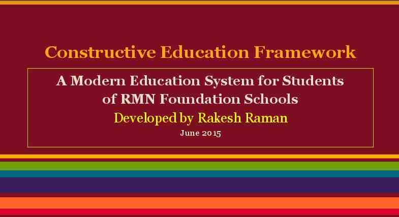 Constructive Education Framework by RMN Foundation