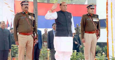 Rajnath Singh taking the salute, during the 71st Raising Day Parade of Delhi Police, in New Delhi on February 16, 2018 (file photo)
